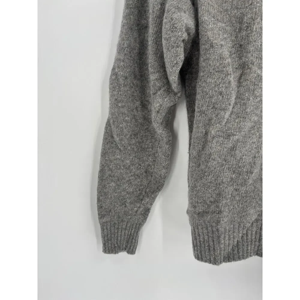 White Wheeler & Martha Sweater Womens Medium Gray Wool Rabbit Hair 1/4 Button